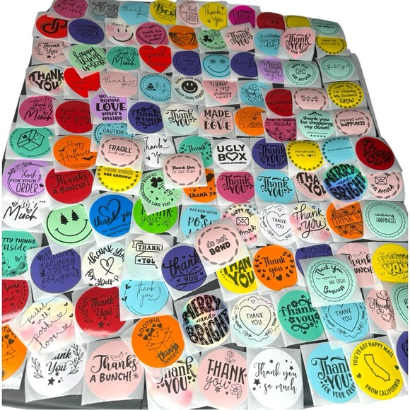 100 thank you stickers mystery bag bundle mix thank you 2" - Picture 8 of 12